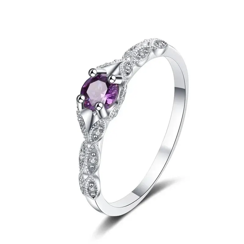 Sterling Silver Amethyst Zirconia Women's Ring