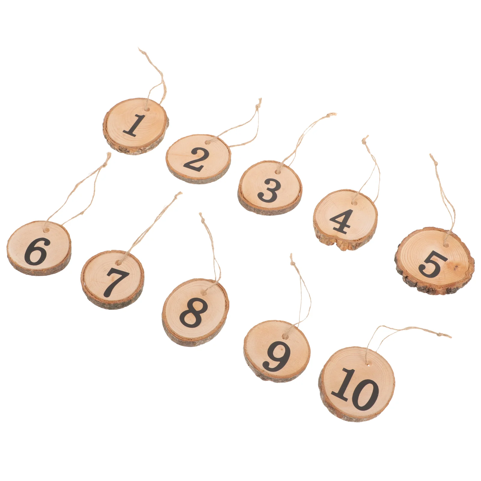 

10 Pcs Table Decor Wooden Slice Numbers Hanging Rural Wedding Tree Centerpieces