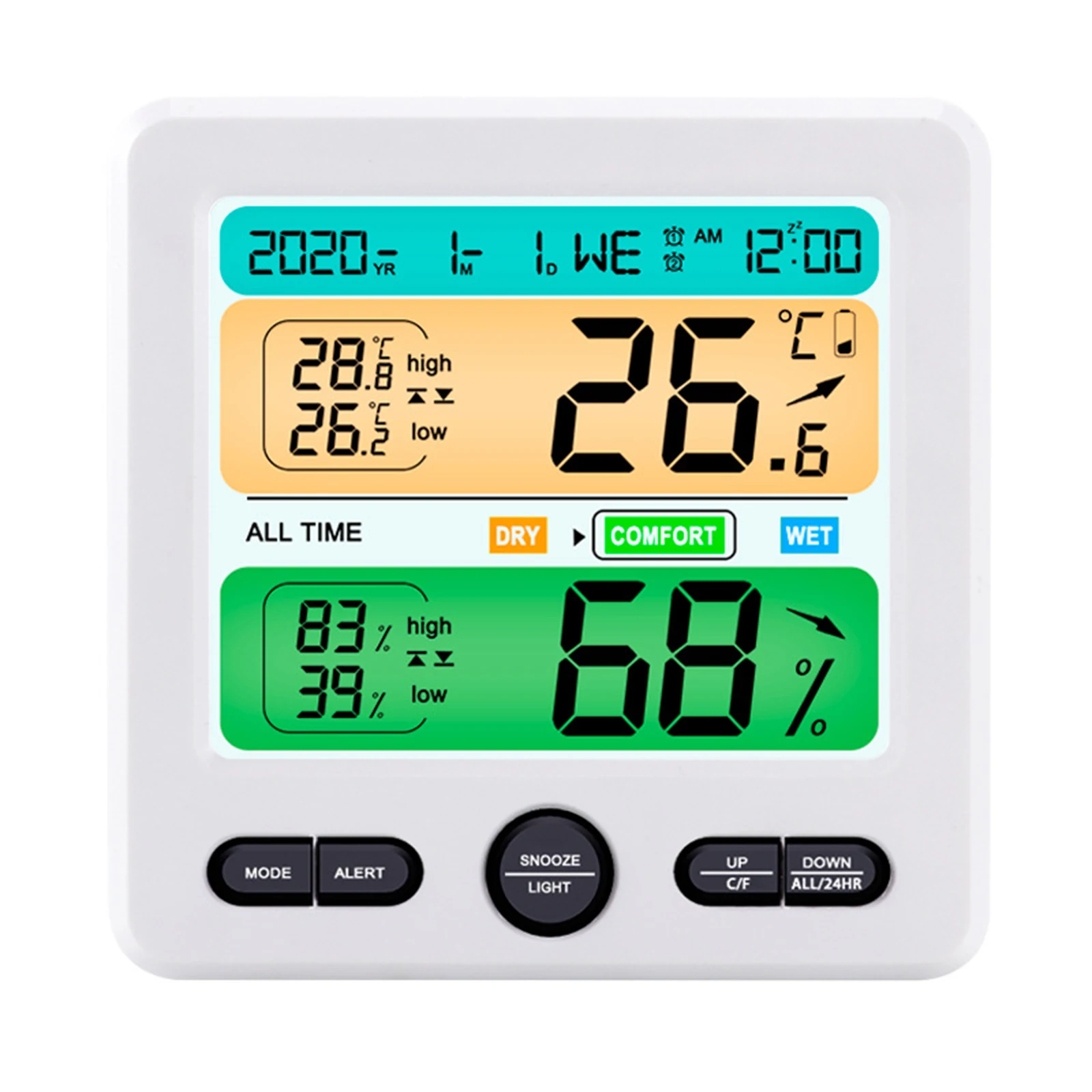 

1PC Thermometer Hygrometer Detector Home Indoor Decorations Digital HD Large Screen With Calendar Clock Alarm Prompts