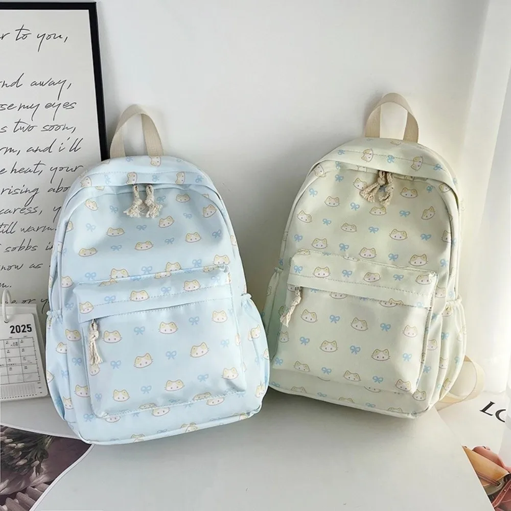 Durable Cartoon Cat Printed Student Schoolbag Lightweight Waterproof School Bags Large Capacity Multi-compartment Backpack 4