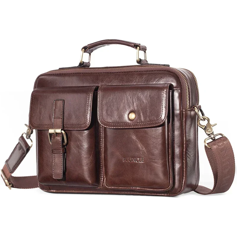 

Men's Genuine Leather Shoulder Bag Fashion Male Real Cowhide Messenger Crossbody Bag Men Business Travel Handbag Boy Phone Bag
