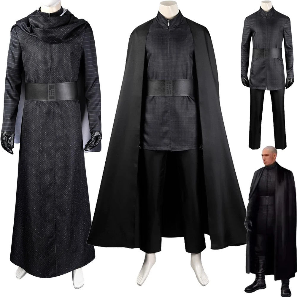 

Kylo Ren Cosplay Fantasia Costume Adult Men Roleplay Long Cloak Top Pants Gloves Uniform Outfit Disguise Halloween Carnival Suit