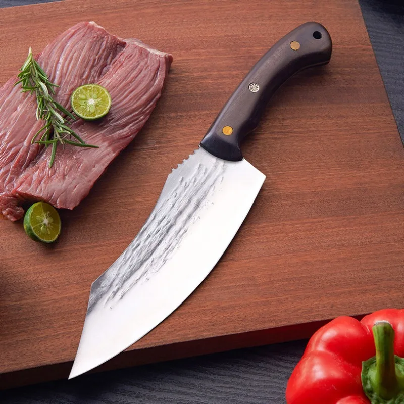 1-8pcs Kitchen Stainless Steel Slicing Knife Sharp Boning Knife Chef Hammer Pattern Japanese Style Universal