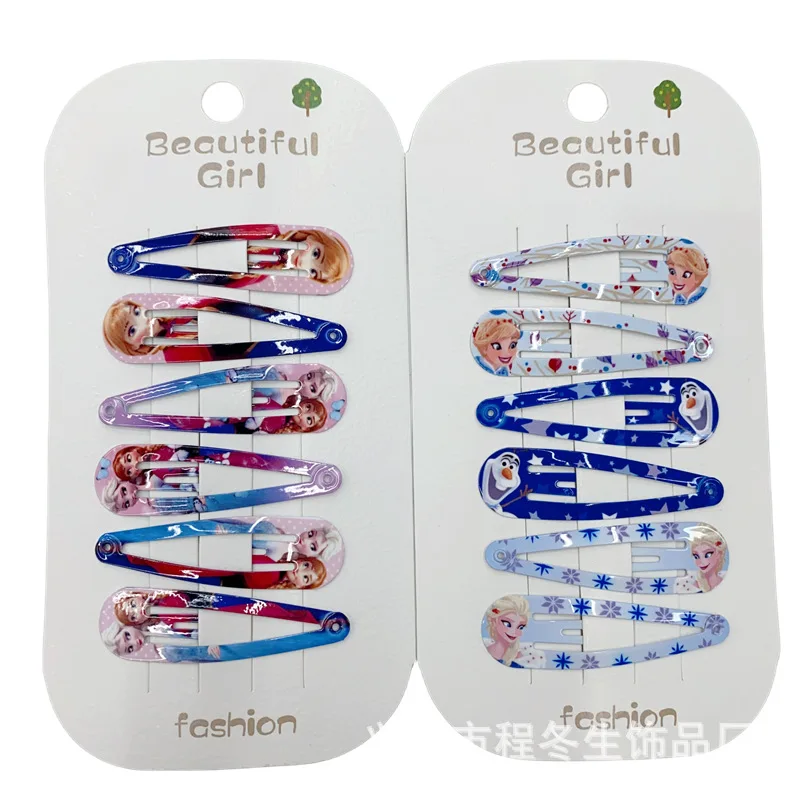 Frozen Disney Hairpins Anime Jewelry Accessor Elsa Anna Kawaii Headwear Fashion Headdress Hairgrip 12pcs