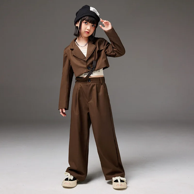 

Girls Children Suits Short Jacket Pant Sets Kids Streetwear Fashion Suit Coat Trousers Tracksuits Jazz Dance Party Y2k Clothes