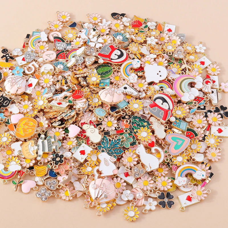 Leslie Mix Styles 20/30/50 Stück Schmuckanhänger mit goldener Emaillebeschichtung für DIY-Schmuckherstellung, handgefertigte Accessoires – Detail 5