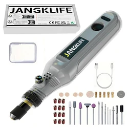 Cordless USB Rotary Tool Kit for Woodworking, Engraving, and DIY Projects (Grey)
