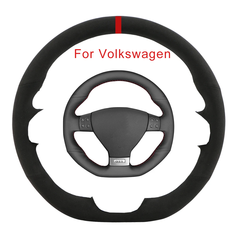 Регулируемая модель для Volkswagen Golf 5 Mk5 GTI VW Golf 5 R32 Passat R GT, Мягкая ручная швейная замшевая рулевая накидка