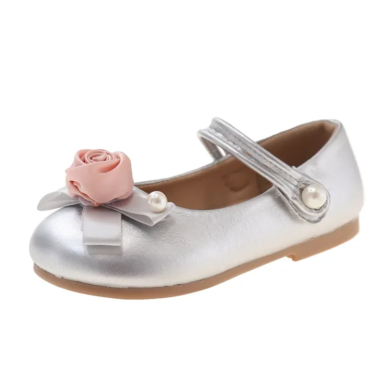 Fashion New Girls' Flat Shoes Spring Autumn Chic Children's Leather Shoes Sweet Elegant Princess Kids Party Shoes Soft Bottom 6
