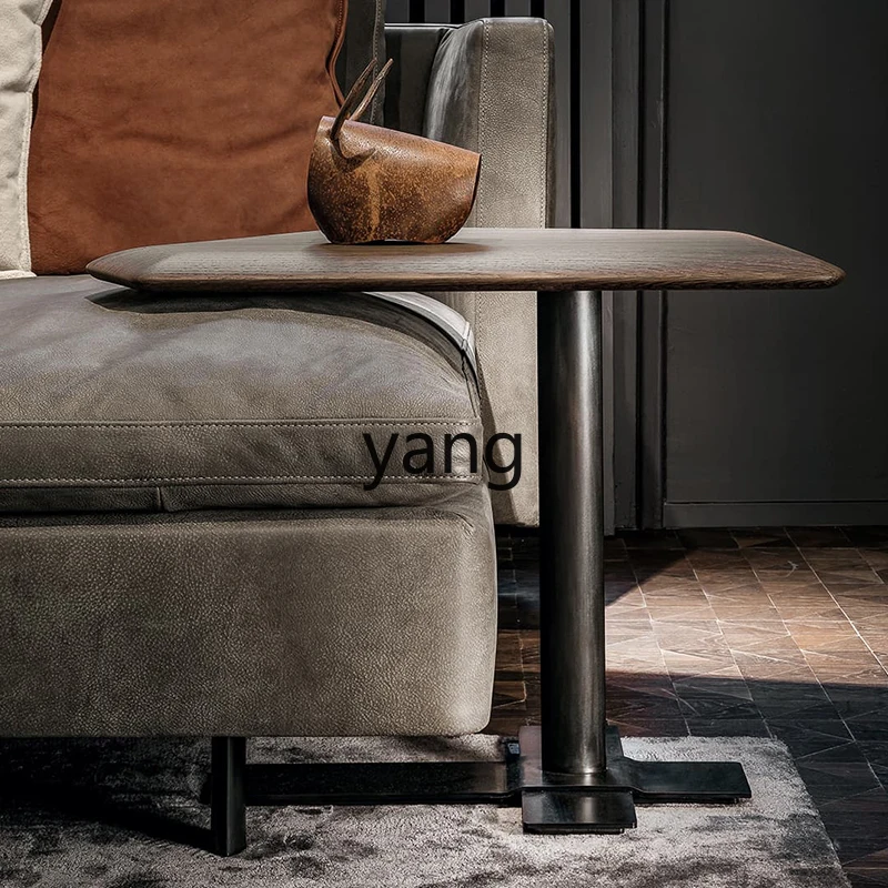 

Yjq Adjustable Sofa Side Table Solid Wood Black Walnut Side Table Minimalist Light Luxury Mobile Designer Coffee Table