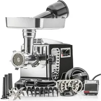 w/Foot Pedal Heavy Duty Electric Meat Grinder & Sausage Stuffer: 6 Grinding Plates, 3 S/S Blades, 3 Sausage Tubes, Kubbe - Black 1
