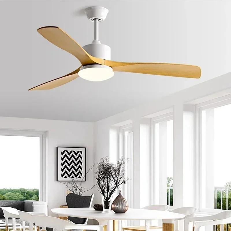 

3 ABS Blade 36/42/52 Inch Pure Copper DC 30W Motor Ceiling Fan with 24W LED Light White Black Wood Support Remote Control