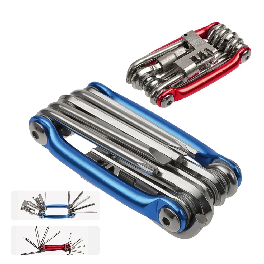 

Multifunction Aluminum Alloy 11 in1 Bicycle Repairing Mountain Bike Repair Tool Kit Wrench Screwdriver Chain Hex Spoke Cycling