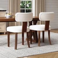Dining Chairs Set of 4, Upholstered Kitchen Chairs with Curved Backrest & Adjustable Legs for Living Room/Bedroom, White 1