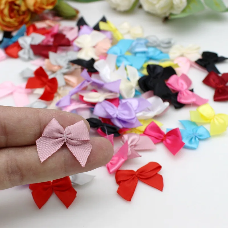 Ribbon Bow Decoration 50/100pcs Mix noeud ruban Satin Bows 25mm Hand Bow-knot Tie for Crafts Christmas Party