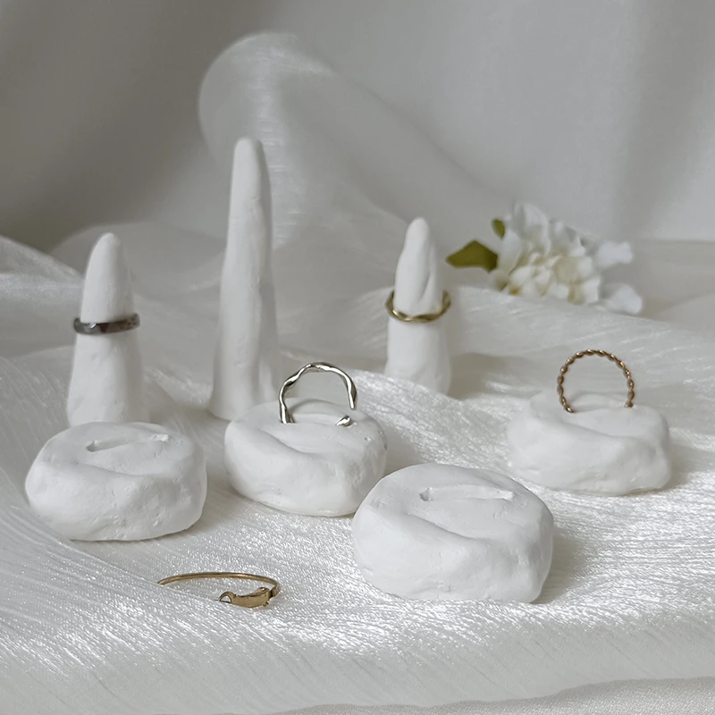 Creative hand-made gypsum ring holder display jewelry art display placement frame jewelry photography props