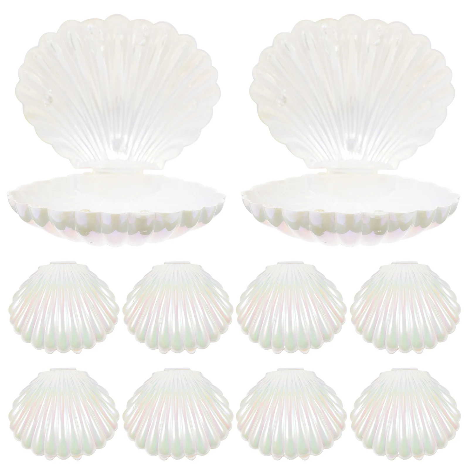 

10 Pcs The Gift Pearl Candy Box Sea Shell Holder Small Jar Snack Boxes Candies White Plastic Seashell Containers for Adults