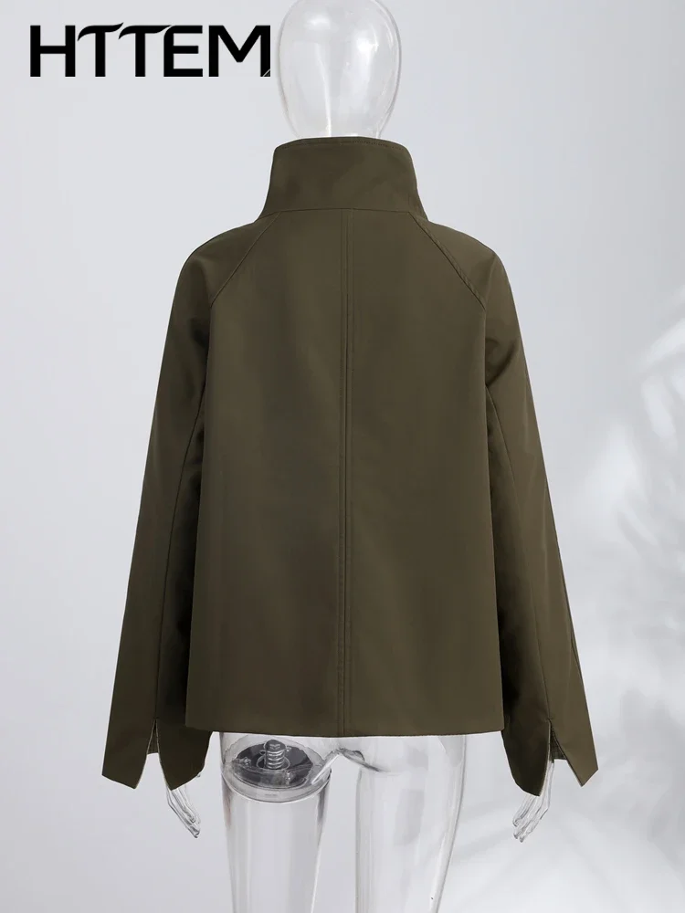 Veste réversible à col montant pour femme, simple boutonnage, manches longues, à carreaux, collection automne 2026, style décontracté, haute couture