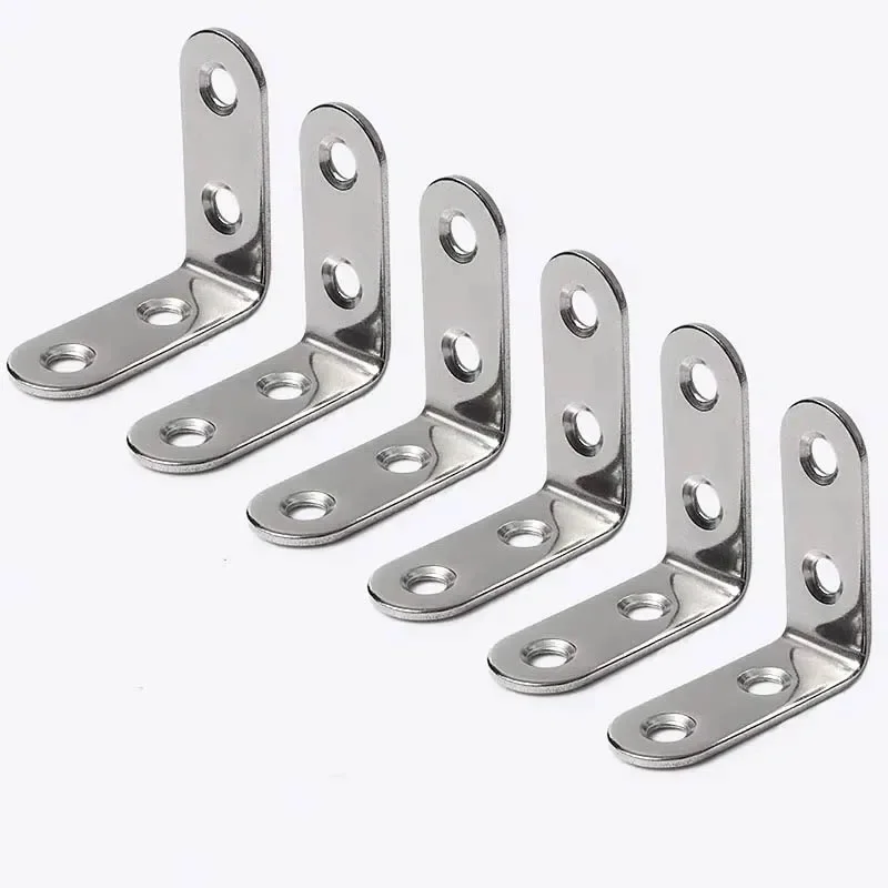 90 Degree Angle Corner Brackets Stainless Steel Corner Brace Fastener Wall Brackets Hanger for Shelves Table Chair 10PCS
