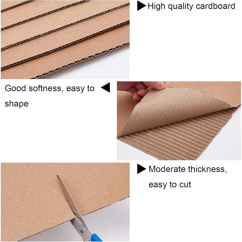 10pcs Corrugated Cardboard Sheets 3mm/0.12" 7.8x11.8" Thick Rectangle Kraft Art Board Packing Cardboard Inserts for Packing