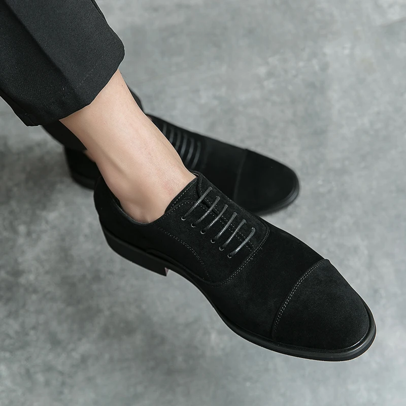 Italian Brand Men's Suede Shoes Banquet Dress Shoes Pointed Formal Shoes Formal Occasions Men's Business Shoes Non Slip