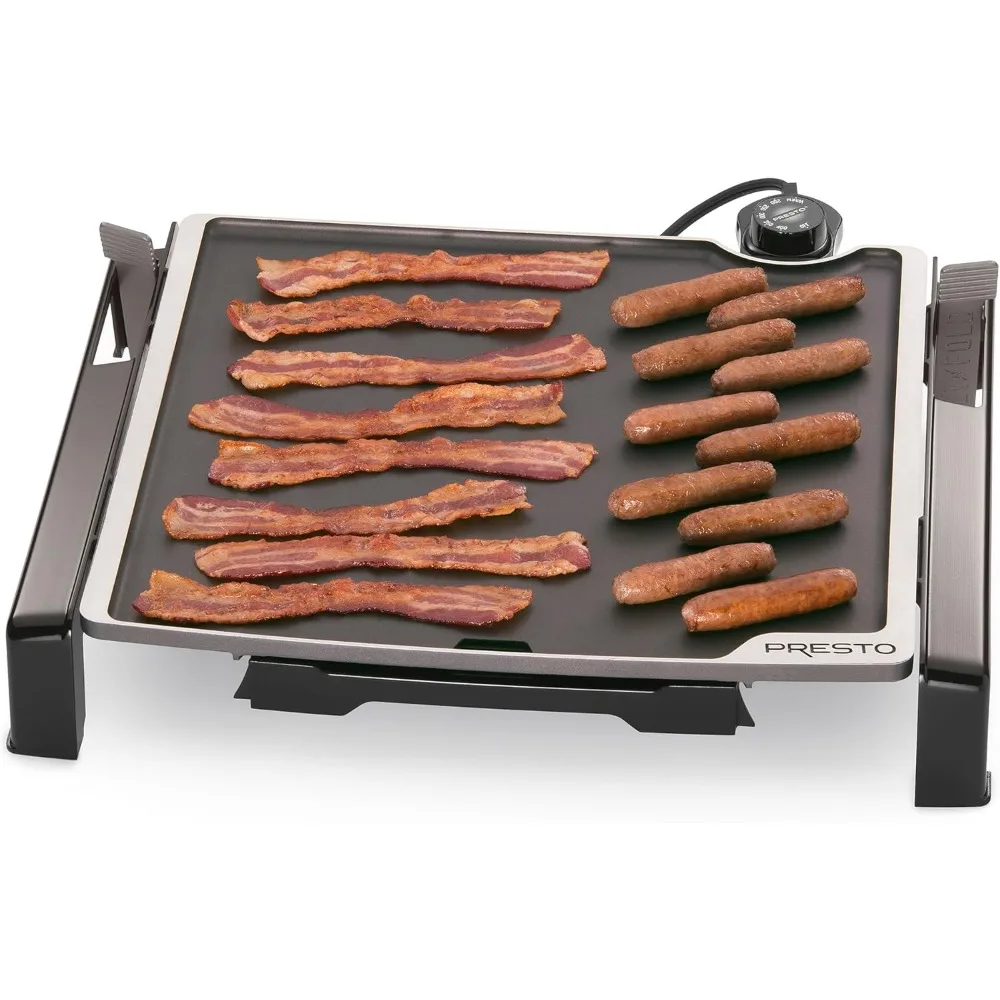 15-inch Electric Tilt-n-fold Griddle,Black,Legs fold in and drip tray locks in place for easy,compact storage,Easy to clean 4