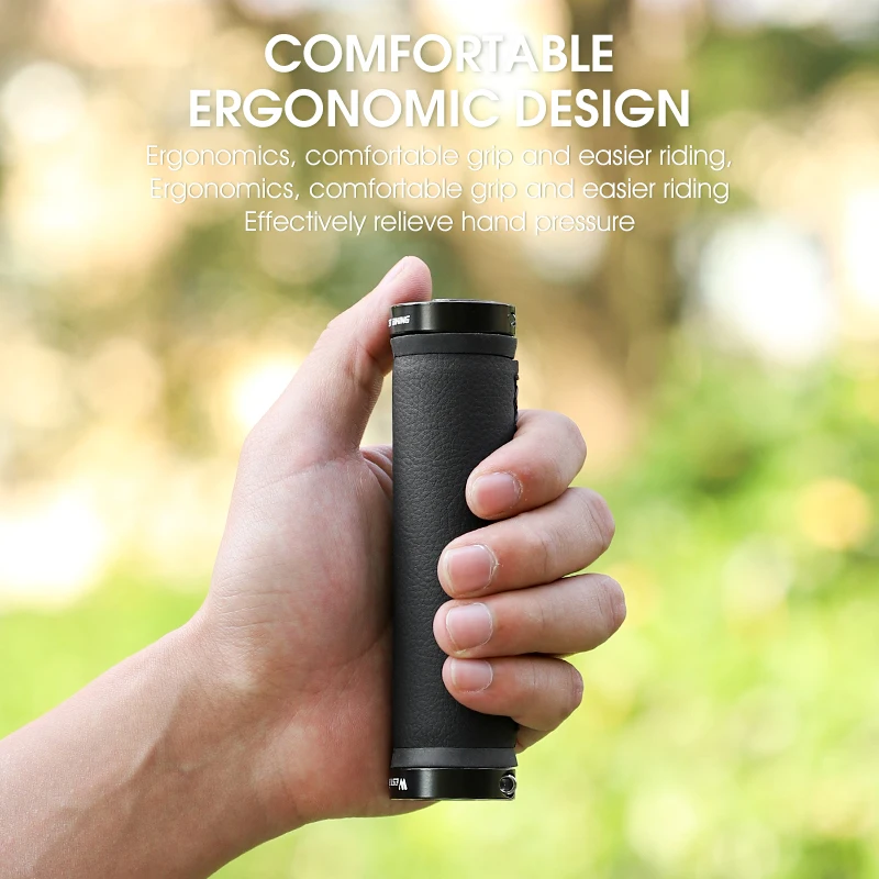 WEST BIKING Bike Handlebar Grips Double-Sided Aluminum Alloy Locking Ring Non-slip Shock Absorption Bike Grip Cycling Accessorie