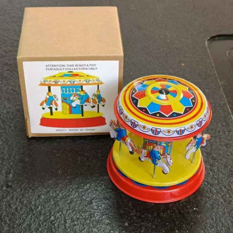 Classic collection Retro Clockwork Wind up Metal Tin Gear High-wheel Carousel toy Mechanical toys kids baby gift