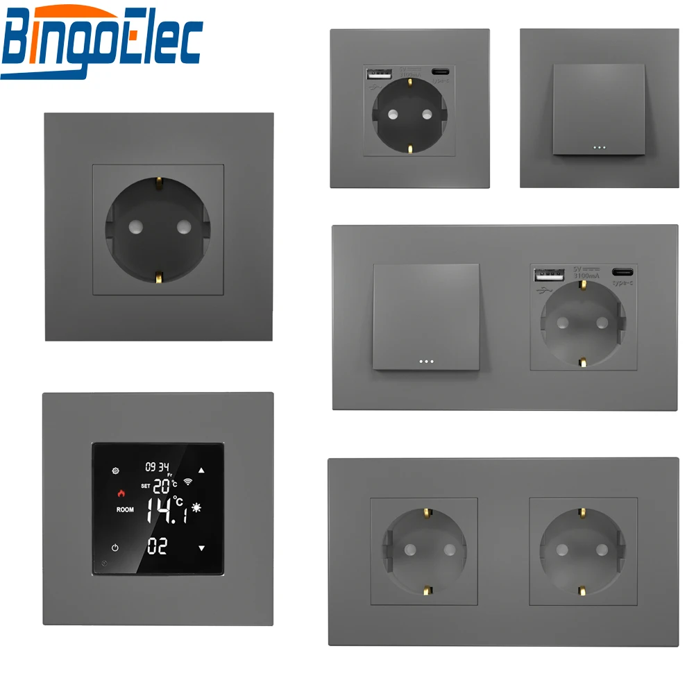 Interruptores Mecânicos e Tomadas de Parede Tipo-c Usb Tomadas Tomadas Elétricas Duplas Interruptor de Luz Moldura de Plástico ue