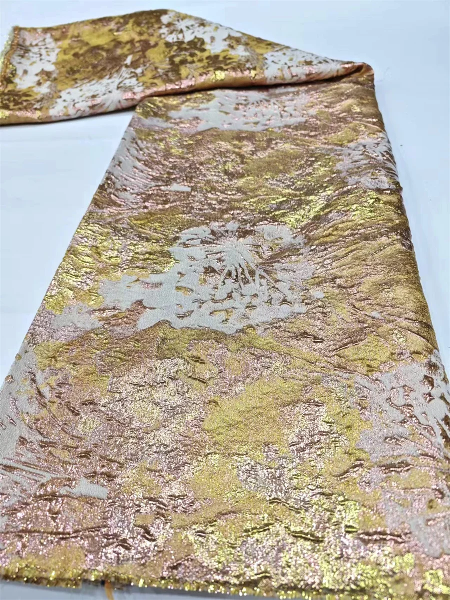 

Женская жаккардовая Роскошная ткань, дамасский материал, нигерийская позолоченная кружевная ткань, тканевая ткань, 5 ярдов, африканская ткань, DJB66