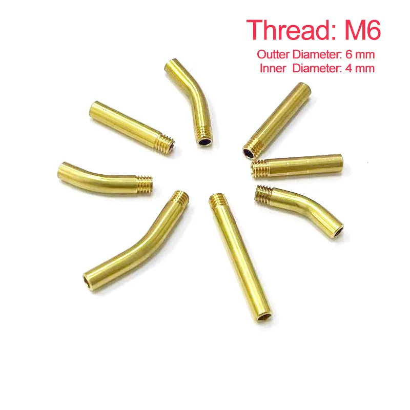 

5pcs Brass Copper M6 Thread Hollow Tube/Pipe Straight/Bend for CNC Sprayer Spindle Cooling Nozzle Extension Pipe