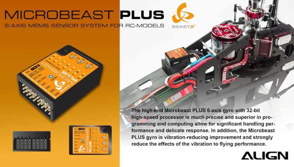 ホビーラジコン MICROBEAST PLUS FLYBARLESS SYSTEM GYRO Align T-rex Microbeast PLUS Flybarless System for 450 450L