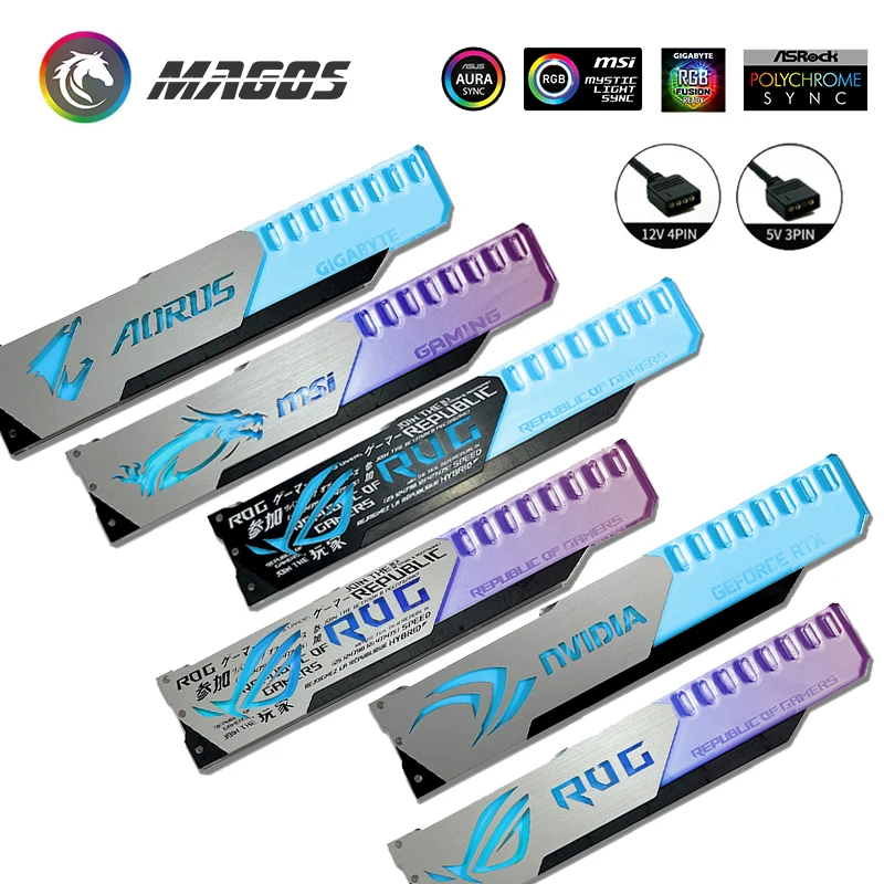 Suporte para Placa Gráfica Suporte para Placa de Vídeo Asus Msi Gigabyte Asrock 5v Argb m b Aura 3pin 4pin Sync 275*50*8 mm - Imagem 6