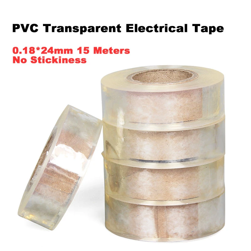 1Roll 15m 0.18*24mm PVC Tape Stickiness Plastic Tape Clear Insulation Flame Retardant Waterproof| | - AliExpress