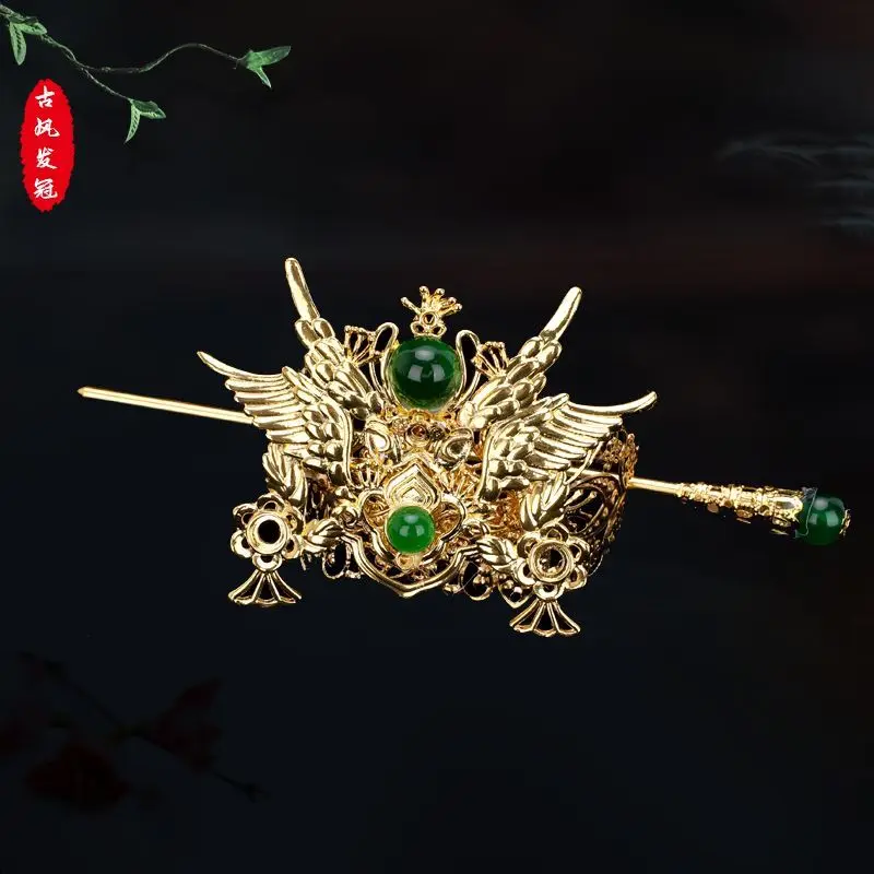 Фото Китайские традиционные Мужские украшения головной убор Hanfu Мужская и женская одежда для волос искусственная Мужская винтажная туинга Topknot подходит для мужчин и женщин №4