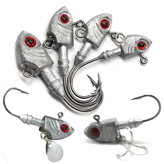 5pcs Artificial Fishing Hooks 3.5g/5g/7g/10g/14g/20g 3d Eyes Fish Head  Barbed Hooks For Freshwater Saltwater - AliExpress