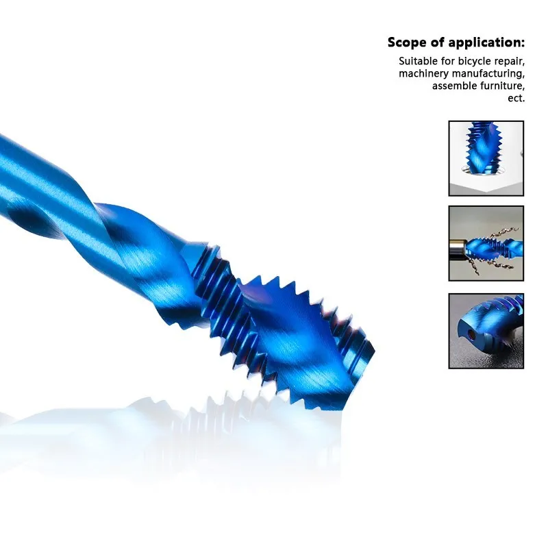 XCAN Schraube Tap für Aluminium Nicht-Eisen Metalle verarbeitung Blind Löcher M3 M4 M5 M6 M8 M10 M12 Metric tap Zwei Rand HSS Spirale Wasserhähne – Detail 7