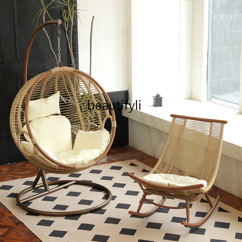 

Glider Swing Rocking Chair Chlorophytum Chair Home New Chinese Style Cradle Chair Casual Rocking Chair