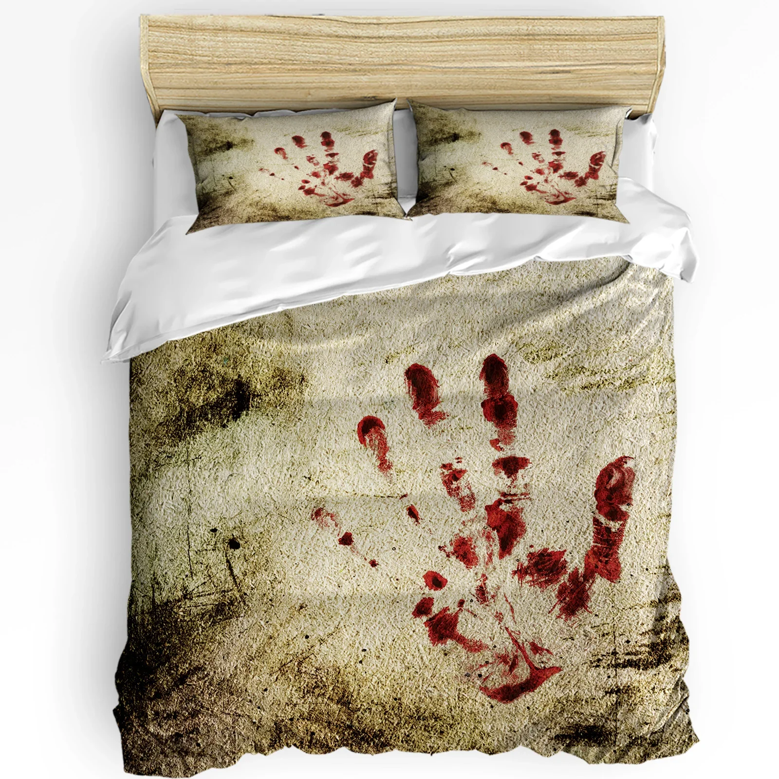 

3pcs Bedding Set Retro Blood Handprint Home Textile Duvet Cover Pillow Case Boy Kid Teen Girl Bedding Covers Set