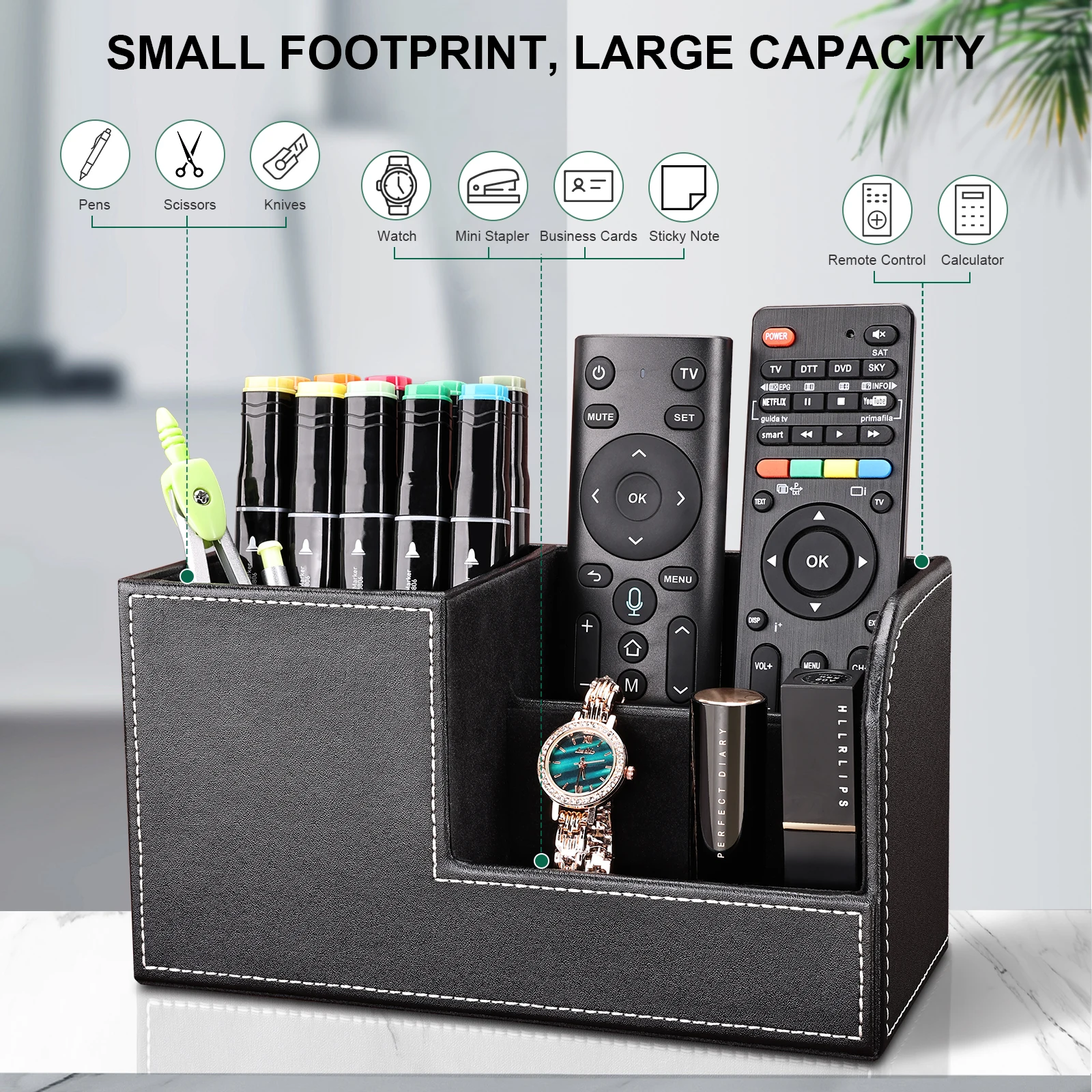 Multi-Functional Stationery Pencil Holder Office Accessories Desk Organizer Wooden Pen Stand Small Storage Box Card Organizer pen holder desk organizer pen and brush holder pencil holder tool