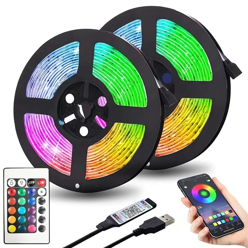 LED Strip Lights USB RGB 5050 Tpae Bluetooth LED Strip Bedroom Decoration ,10m 15m 20m 30m TV LED Backlight For Christmas or TV