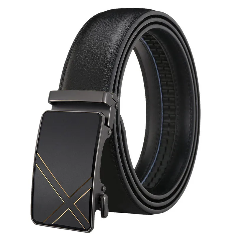 

LannyQveen new style fashion cow Leather Belt for men men's Automatic belts alloy buckle business quality