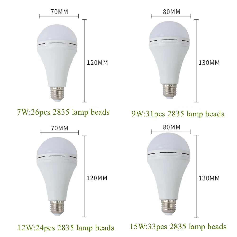 7/9/12/15W LED Emergency Bulb White Warm Home Smart Energy Saving Light Bulb Outdoor Camping Fast Charging High Brightness Light emergency light emergency light bulb led light