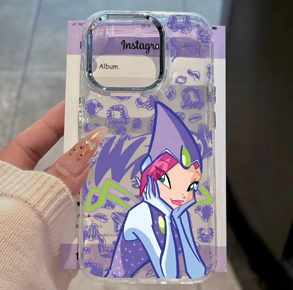 Fashionable Transparent Phone Case with Lovely Ins W-winxs Clubs Design
