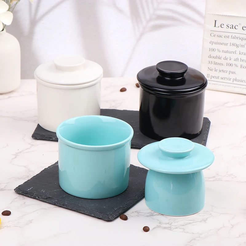 Butter Crock With Lid Modern Round Ceramic Butter Holding Plates Spreadable Porcelain Keeper Cheese Storage Container