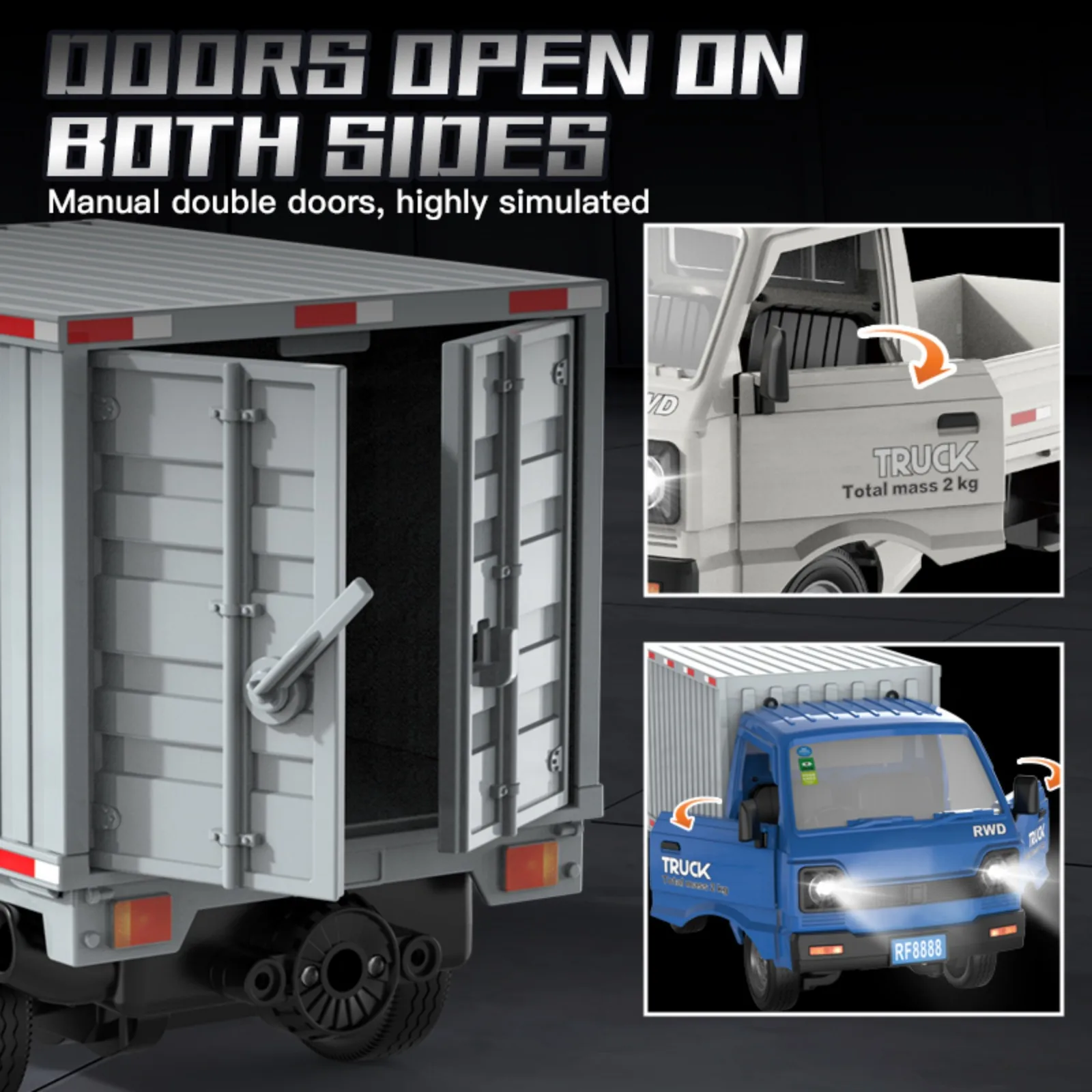 KF21 1:16 RC Truck 2.4GHZ RC Car Simulation Drift Climbing Truck With Spray and LED Lights RC Electric Truck Model Boy's Gifts 5