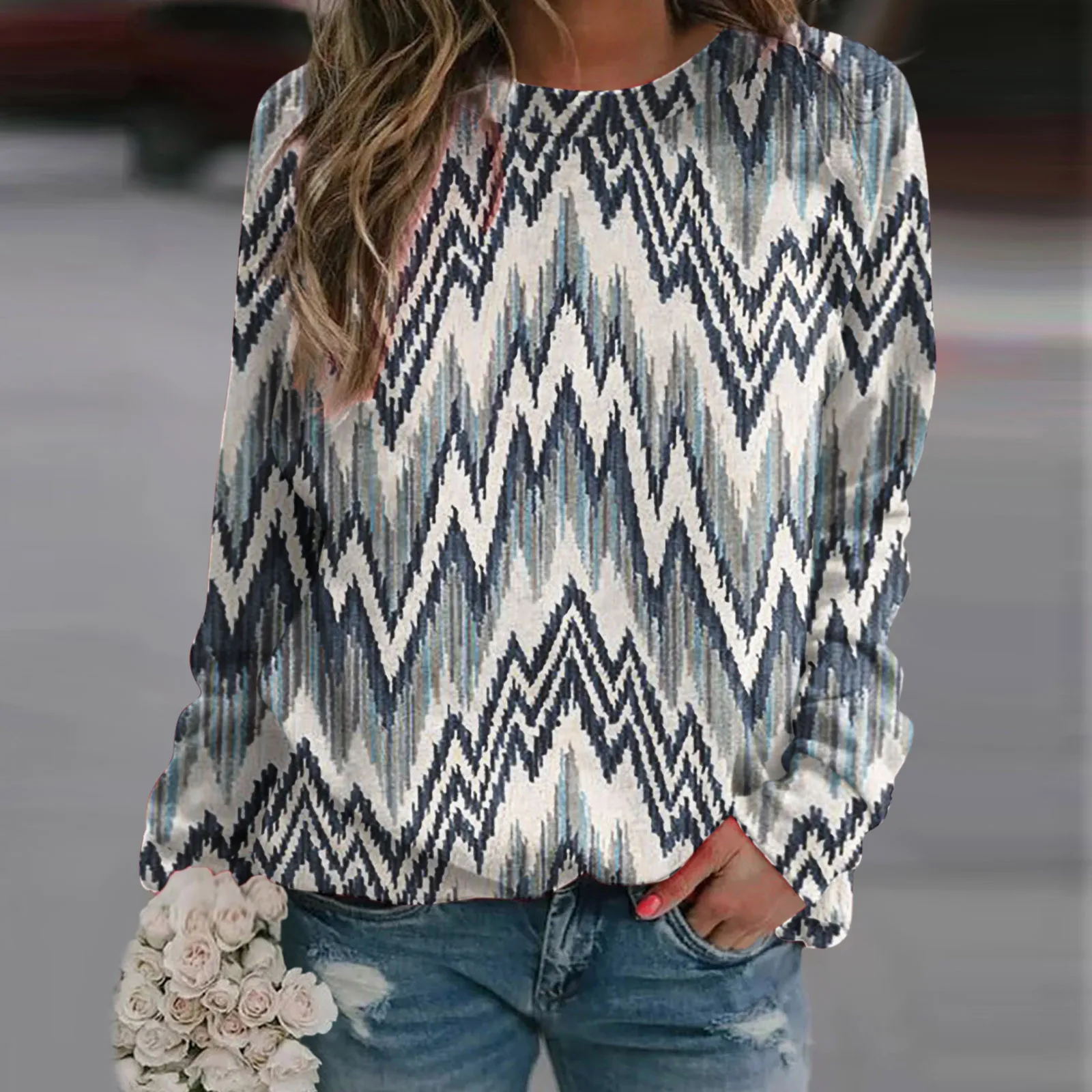 

Pullover Sweatshirt For Women Vintage Print Sweatshirt Long Sleeve Blouse Lightweight Sweatshirt Crew halloween 2022