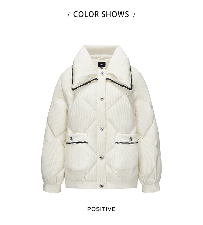 Down Jacket Women Diamond Texture Fragrance Sweet Winter New Raglan Sleeve Lapel Jacket