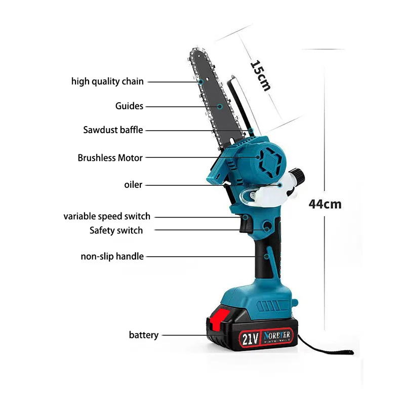 6 Inch Brushless Electric Saw with Oiler Cordless Portable Pruning Wood Saw 1/2 Li-ion Battery Mini Chainsaw Garden Power Tools mini chainsaw electric chainsaw electric saw mini electric saw