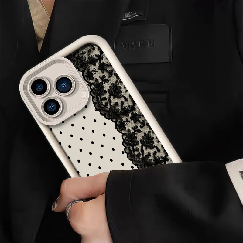 Circular Dots Lace Print Shockproof Phone Case Cover